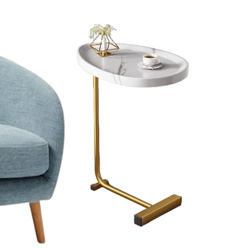 C-förmiger Beistelltisch, Kaffeesofa Couch Seite C-Form-Tee-Tisch | Bodensparende Innovation, C-förmige Nachttischschale, TV-Tabletttisch, rustikaler Snack-Tee-Tisch mit Metallrahmen für Wohnz von Generic