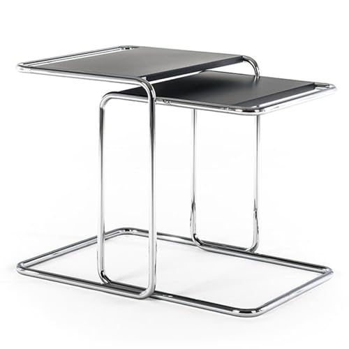 C-förmiger Beistelltisch, Satztisch mit Metallrahmen, Abgerundetes Design, mit Antirutschmatten, for Wohnzimmer, Schlafzimmer(Black) von Generic