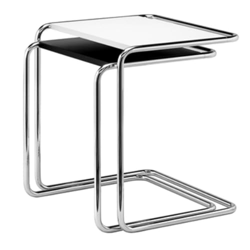 C-förmiger Beistelltisch, Satztisch mit Metallrahmen, Abgerundetes Design, mit Antirutschmatten, for Wohnzimmer, Schlafzimmer(White b) von Generic