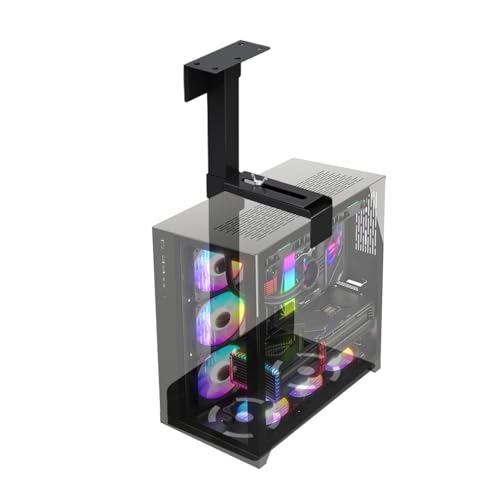 CPU-Halterung für niedrigen Schreibtisch – kurz, CPU-Ständer | Computerhalterung für die Wand und unter dem Schreibtisch, um 360 Grad drehbar, belastbar bis zu 100 kg von Generic