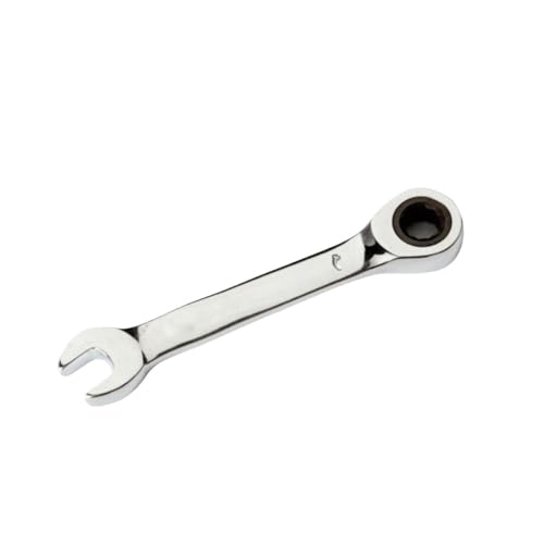 CR-V Stahl Stubby Ratschen-Maulschlüssel Dual-Use Mini Plum Blossom Reversible 8mm-17mm Hand(Silver-17mm) von Generic