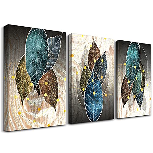 Leinwand Bilder Café Bibliothek bunte Blätter Wandbilder Wohnzimmer Gemälde Nature Pflanze Stil Drucke Büro Küche Badezimmer Schlafzimmer Kunstdrucke, 30CM*40CM*3Stück von Generic