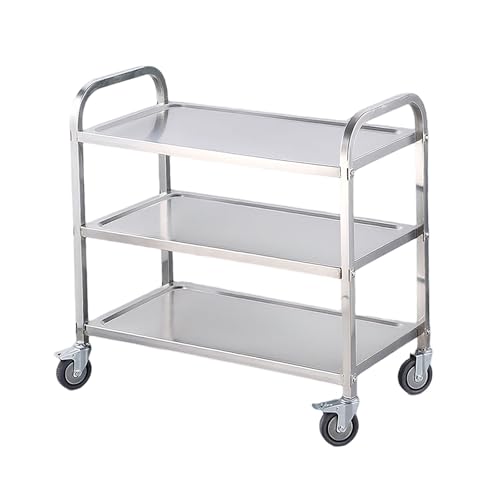 Cafeteria Edelstahl Utility Cart Heavy Duty 3 -Tier -Küche Trolley Gewerblicher Mobile Multi -funktionaler Servierwagen extra groß 3-Layer 95 * 50 * 93cm Cafeteria Edelstahl Utility Cart Heavy Duty 3 -Tier -Küche Trolley Gewerblicher Mobile Multi -funktionaler Servierwagen extra groß 3-Layer 95 * 50 * 93cm von Generic