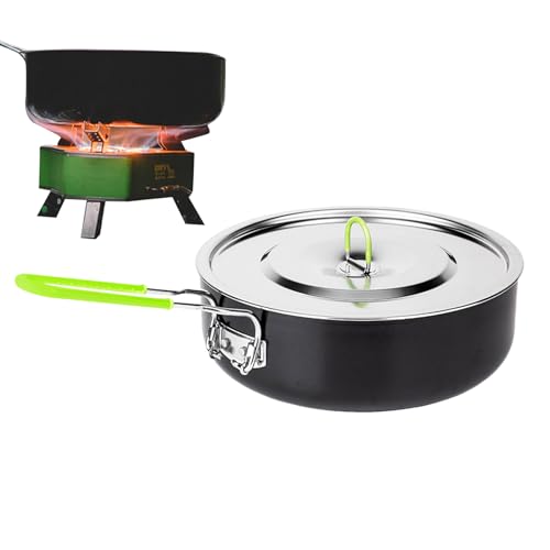 Camp Cooking Pot - Tragbares Picknick Kochgeschirr, Kompakte Nicht-Stock-Pfanne | Wärmewiderstands-Griff Für Sichere Verwendung, Multifunktionales Design Für Wandern, Bushcraft, Wohnwagen Reisen von Generic