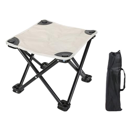 Camping Hocker Tragbarer Klapphocker Tragbarer Stuhl Mini Hocker Angelhocker Zusammenklappbarer für Erwachsene Angeln Wandern Gartenarbeit und Strand mit Tragetasche 28x28x23cm (Beige, 28x28x23cm) von Generic