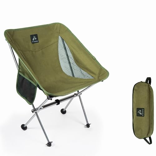 Camping Klappstuhl, Balkonstühle Klappbar mit Aufbewahrungstasche und Seitentaschen, Ergonomisches Design, Geeignet zum Wandern, für den Strand und Rucksackreisen(Green) von Generic