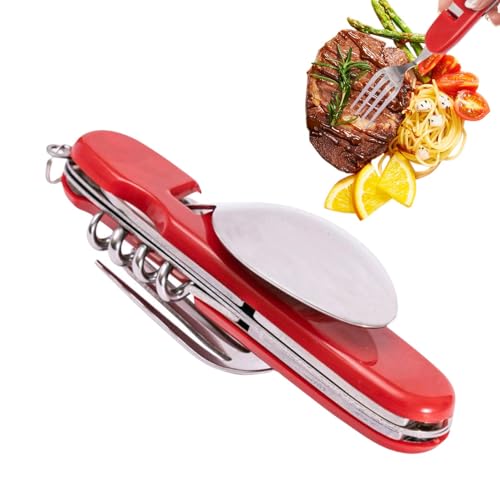 Camping-Utensilienset, Campingutensilien, 6-in-1 Reise-Besteck, Multifunktionswerkzeug – Multifunktionales abnehmbares Camping-Utensilien-Set mit Flaschenöffner für Reisen von Generic