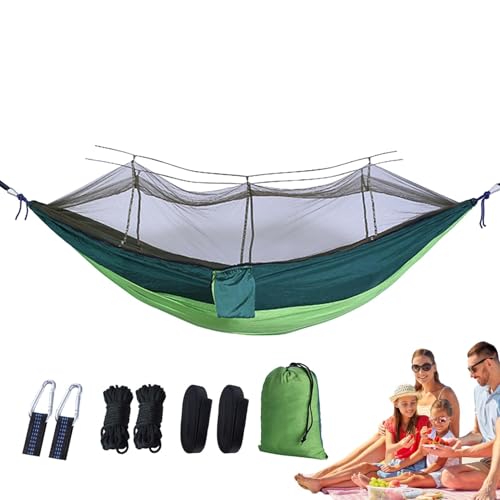 Campinghängematte mit Fliegennetz, Hängematte mit Fliegennetz, Campinghängematte, atmungsaktive und einfach zu installierende Campingausrüstung, robustes tragbares Hängemattenbett für den von Generic
