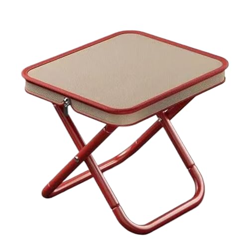 Campinghocker Faltbarer Camping Hocker Tragbarer Klapphocker, Mini Sitzhocker Klappbarer, Kleiner Leicht Falthocker Stool Campingstuhl für Reisen Outdoor Wandern Garten Strand Angelhocker (Red) von Generic