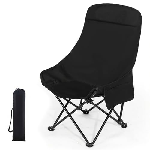 Campingstuhl Faltbar, Hochlehner Gartenstuhl mit Tragetasche, Erhöhter Rückenlehne und Bequemer Kopfstütze, zum Wandern, Angeln, Strand, Picknicks(Black) von Generic