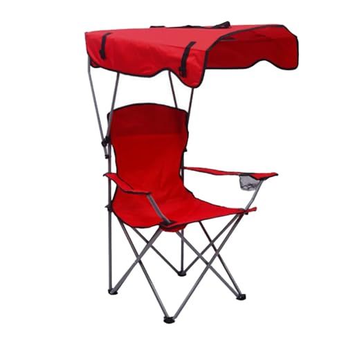 Campingstuhl Faltbar mit Sonnendach, Fischerstuhl, mit Getränkehalter, Geeignet für Camping, Angeln, Gartenpartys(Red) von Generic