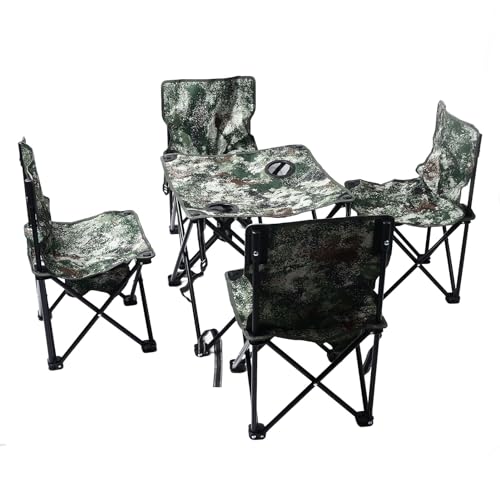 Campingtisch und Stuhl-Set, 5-teilig, 4 Stühle, Platzsparend, Klappbar, Campingstühle, Stabil, Starke Tragfähigkeit für den Außenbereich von Generic
