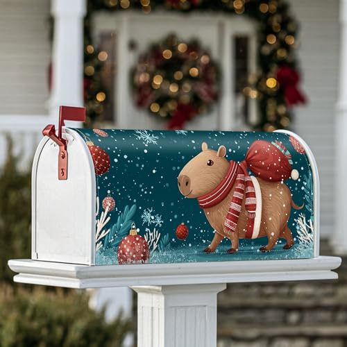 Capybara Magnetische Briefkastenabdeckungen, weihnachtliche Schneeflocken, Ornamente, Weihnachten, blaugrün, Urlaub, Briefkasten-Abdeckung für den Außenbereich, Garten, Hof, Dekoration, 53,3 x 65,5 cm Capybara Magnetische Briefkastenabdeckungen, weihnachtliche Schneeflocken, Ornamente, Weihnachten, blaugrün, Urlaub, Briefkasten-Abdeckung für den Außenbereich, Garten, Hof, Dekoration, 53,3 x 65,5 cm von Generic