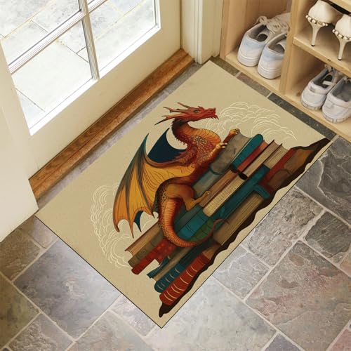 Cartoon-Drache Fußmatte Schmutzfangmatte Innen 40 X 60 cm rutschfeste Waschbar Fussmatte, Sauberlaufmatte Teppich Für Eingangsbereich, Haustür, Flur, Porch - Hellbraun Retro-Poster-Stil Cartoon-Drache Fußmatte Schmutzfangmatte Innen 40 X 60 cm rutschfeste Waschbar Fussmatte, Sauberlaufmatte Teppich Für Eingangsbereich, Haustür, Flur, Porch - Hellbraun Retro-Poster-Stil von Generic