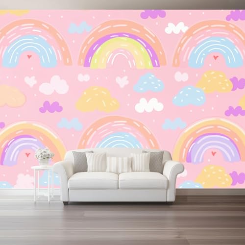 Cartoon Fototapete 400 x 280 cm, Rosa Regenbogen Wolken Thema Wandbild Wohnzimmer Schlafzimmer Wandtapete Vlies Tapete UV-Beständig Geruchsfrei Montagefertig Cartoon Fototapete 400 x 280 cm, Rosa Regenbogen Wolken Thema Wandbild Wohnzimmer Schlafzimmer Wandtapete Vlies Tapete UV-Beständig Geruchsfrei Montagefertig von Generic