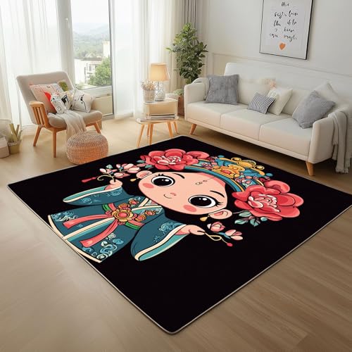 Cartoon Vintage Mädchen Teppich Wohnzimmer 200x300cm, Flauschiger Kurzflor Teppich Waschbarer Moderner Teppiche Oper Dekoration rutschfest Teppiche für Esszimmer Küchen Schlafzimmer Cartoon Vintage Mädchen Teppich Wohnzimmer 200x300cm, Flauschiger Kurzflor Teppich Waschbarer Moderner Teppiche Oper Dekoration rutschfest Teppiche für Esszimmer Küchen Schlafzimmer von Generic