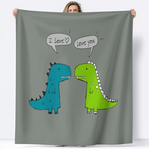 Cartoons Tiere Dinosaurier Text Kinderdecke Weiche Plüsch Sherpa Decke 100 x 130 cm, Grau Überwurfdecke für Jungen Mädchen Schlafzimmer Dekor Decke Bedruckt weiche Plüschdecke von Generic