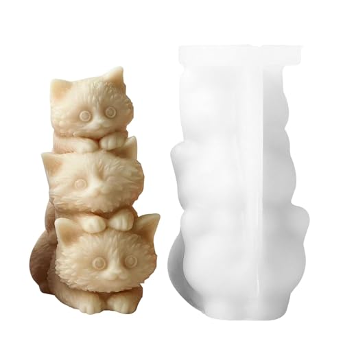 Cat Candle Silicon Form, Katzenkerzenkunst Cat Candle Design Cat Candle Schimmel Cat -Fell -Kerzen -Casting, Kerzen, süße Siliziumtyp, Anfänger -Freundliche Desserts, Skulpturen für Fondan, Tierbegeis von Generic