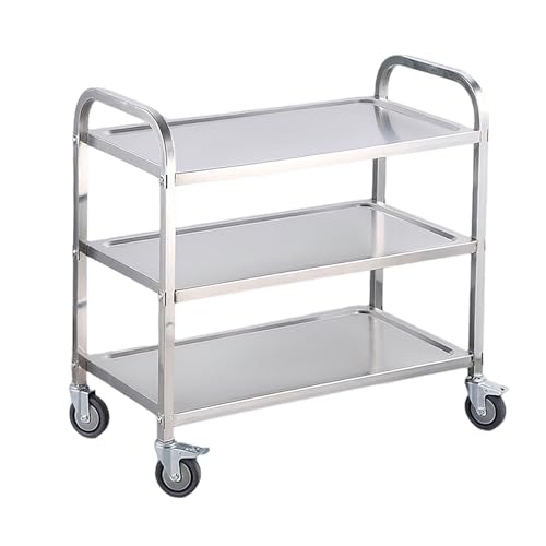 Catering Trolley Edelstahl Heavy Duty 3 -Tier Utility Cart Commercial Kitchen Mobile Multi -funktionale Servierwagen auf Rädern extra groß 3-Layer 85 * 45 * 88cm Catering Trolley Edelstahl Heavy Duty 3 -Tier Utility Cart Commercial Kitchen Mobile Multi -funktionale Servierwagen auf Rädern extra groß 3-Layer 85 * 45 * 88cm von Generic