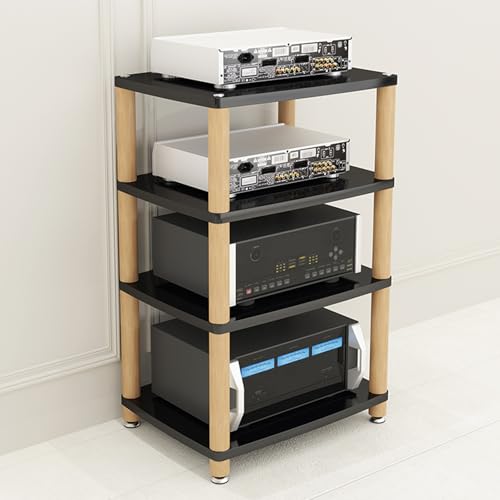 Cd Regal Holz Antis-Rutsch-Fußpolster-Design Rack，StereoKomponenten Rackschrank，Geeignet für Spielzimmer Konferenzräume Wohnzimmer Aufnahmestudios(Black,60 * 48 * 89cm) von Generic
