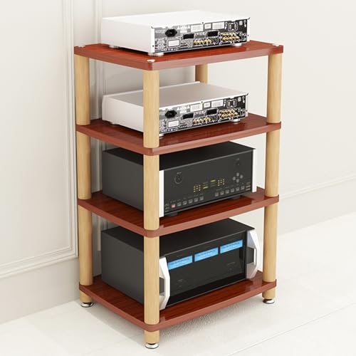 Cd Regal Holz Antis-Rutsch-Fußpolster-Design Rack，StereoKomponenten Rackschrank，Geeignet für Spielzimmer Konferenzräume Wohnzimmer Aufnahmestudios(Brown,60 * 48 * 89cm) von Generic