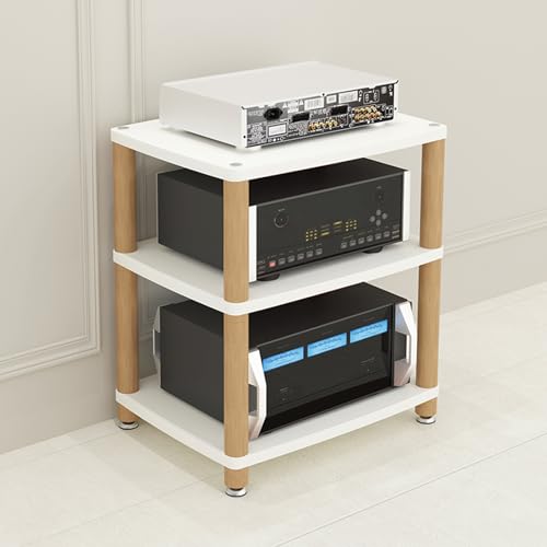 Cd Regal Holz Antis-Rutsch-Fußpolster-Design Rack，StereoKomponenten Rackschrank，Geeignet für Spielzimmer Konferenzräume Wohnzimmer Aufnahmestudios(White,60 * 48 * 67cm) von Generic