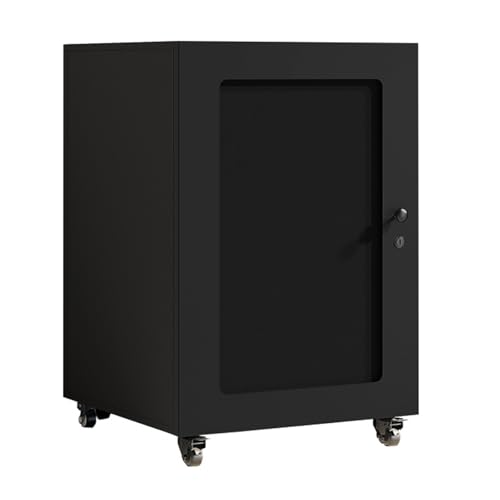 Cd Regal Holz Internes Lüftungskanaldesign Mit Universalrädern Schallplattenständer, Geeignet für Heimkino-Konferenzräume(Black,59 * 60 * 85cm) von Generic