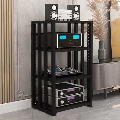 Cd Regals Holz Höhenverstellbarer HiFi Rack Schwarz Mid-Century Modern, für Besprechungsräume Wohnzimmer Tonstudios(Black) von Generic