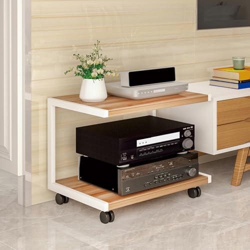 Cd Regals Holz Mit Rädern HiFi Rack，StereoKomponenten Rackschrank，Geeignet für Arbeitszimmer, Wohnzimmer und Büro(50 * 40 * 45cm) von Generic
