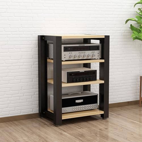Cd Regals Holz Verstellbare Schallplattenständer Füße Offenes Audio-Aufbewahrungsregal，Geeignet für Wohnzimmer Spielzimmer und Aufnahmestudios(Beige,60 * 51 * 80cm) von Generic