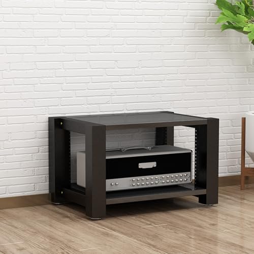 Cd Regals Holz Verstellbare Schallplattenständer Füße Offenes Audio-Aufbewahrungsregal，Geeignet für Wohnzimmer Spielzimmer und Aufnahmestudios(Black,60 * 51 * 40cm) von Generic