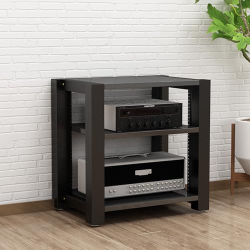 Cd Regals Holz Verstellbare Schallplattenständer Füße Offenes Audio-Aufbewahrungsregal，Geeignet für Wohnzimmer Spielzimmer und Aufnahmestudios(Black,60 * 51 * 60cm) von Generic
