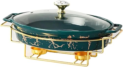 Chafing Dish Buffet-Set, Keramik-häcksler Mit Marmorimitat-Finish, Chafer- Und Buffet-stövchen-Set Für Buffet-Hochzeiten, Partys, Bankette, Catering-Events, Green, A von Generic