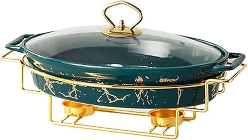 Chafing Dish Buffet-Set, Keramik-häcksler Mit Marmorimitat-Finish, Chafer- Und Buffet-stövchen-Set Für Buffet-Hochzeiten, Partys, Bankette, Catering-Events, Green, B Chafing Dish Buffet-Set, Keramik-häcksler Mit Marmorimitat-Finish, Chafer- Und Buffet-stövchen-Set Für Buffet-Hochzeiten, Partys, Bankette, Catering-Events, Green, B von Generic