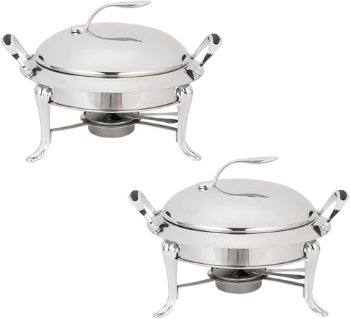 Chafing Dish Set In Voller Größe Runder Buffet-Server Aus Edelstahl Catering Hochzeitsdinner Speisenwärmer Mit Pfannendeckel Und Brennstoffbehältern, Silver, 2 Pack Chafing Dish Set In Voller Größe Runder Buffet-Server Aus Edelstahl Catering Hochzeitsdinner Speisenwärmer Mit Pfannendeckel Und Brennstoffbehältern, Silver, 2 Pack von Generic