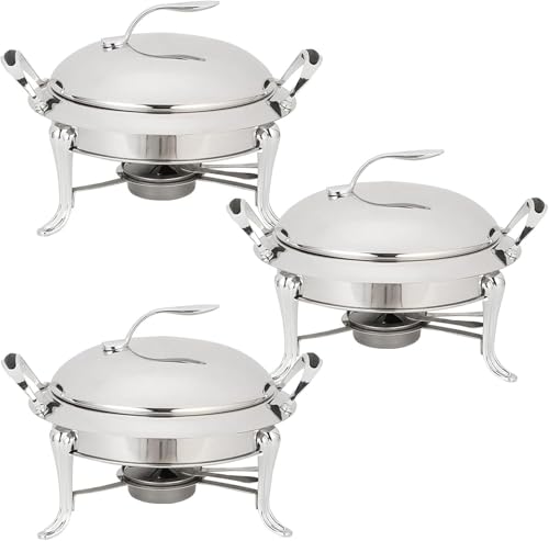 Chafing Dish Set In Voller Größe Runder Buffet-Server Aus Edelstahl Catering Hochzeitsdinner Speisenwärmer Mit Pfannendeckel Und Brennstoffbehältern, Silver, 3 Pack Chafing Dish Set In Voller Größe Runder Buffet-Server Aus Edelstahl Catering Hochzeitsdinner Speisenwärmer Mit Pfannendeckel Und Brennstoffbehältern, Silver, 3 Pack von Generic