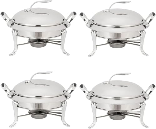 Chafing Dish Set In Voller Größe Runder Buffet-Server Aus Edelstahl Catering Hochzeitsdinner Speisenwärmer Mit Pfannendeckel Und Brennstoffbehältern, Silver, 4 Pack Chafing Dish Set In Voller Größe Runder Buffet-Server Aus Edelstahl Catering Hochzeitsdinner Speisenwärmer Mit Pfannendeckel Und Brennstoffbehältern, Silver, 4 Pack von Generic