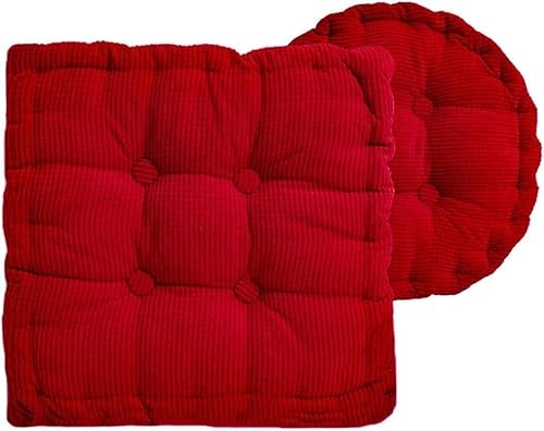 Chair Cushions,Comfortable Cotton Thick Padding Quilted Cushion/Floor Cushion Indoor and Outdoor for Dining Room, Living(Red,Square 18 x 18-Inch) von Generic