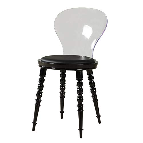 Chair Modern Design Clear Acrylic Chair with Backrest for Dining Room Bedroom Living Room Vanity Makeup Table Transparent Ghost Chair with Backrest von Generic