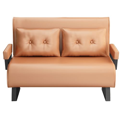 Chaiselongue Sofa mit Schlaffunktion 3-in-1 Ergonomisch Technisches Gewebe Umwandelbares Schlafsofa 6-Fach Verstellbare Rückenlehne Gästebett Klappbar mit Trapezbeinen(Orange,185 * 100 * 26cm) von Generic