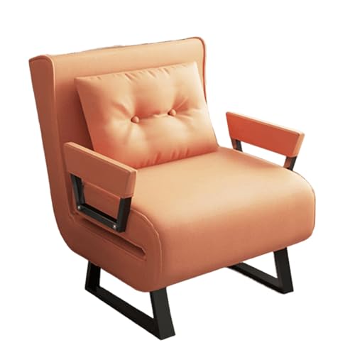 Chaiselongue Sofa mit Schlaffunktion 3-in-1 Ergonomisch Technisches Gewebe Umwandelbares Schlafsofa 6-Fach Verstellbare Rückenlehne Gästebett Klappbar mit Trapezbeinen(Orange,185 * 80 * 26cm) von Generic