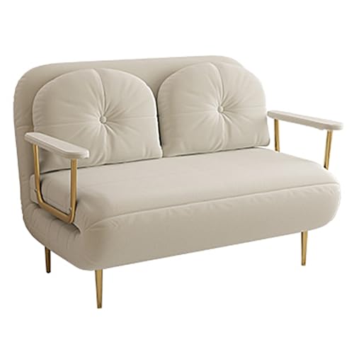 Chaiselongue Sofa mit Schlaffunktion Gästebett Klappbar mit Kissen und Armlehnen 6 Fach Verstellbare Rückenlehne Recamiere für Wohnzimmer, Schlafzimmer(Beige,190 * 120 * 30cm) von Generic