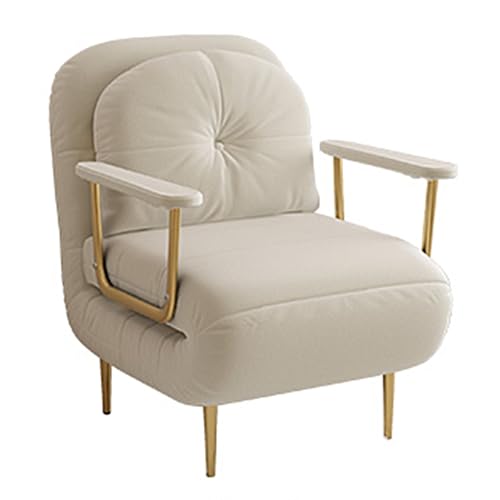 Chaiselongue Sofa mit Schlaffunktion Gästebett Klappbar mit Kissen und Armlehnen 6 Fach Verstellbare Rückenlehne Recamiere für Wohnzimmer, Schlafzimmer(Beige,190 * 68 * 30cm) von Generic