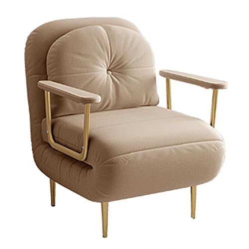 Chaiselongue Sofa mit Schlaffunktion Gästebett Klappbar mit Kissen und Armlehnen 6 Fach Verstellbare Rückenlehne Recamiere für Wohnzimmer, Schlafzimmer(Khaki,190 * 68 * 30cm) von Generic