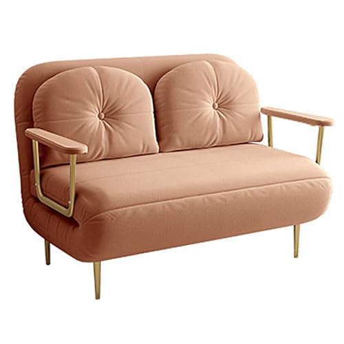 Chaiselongue Sofa mit Schlaffunktion Gästebett Klappbar mit Kissen und Armlehnen 6 Fach Verstellbare Rückenlehne Recamiere für Wohnzimmer, Schlafzimmer(Orange,190 * 120 * 30cm) von Generic