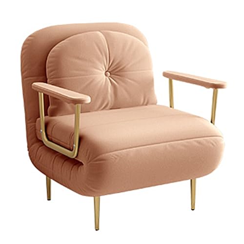 Chaiselongue Sofa mit Schlaffunktion Gästebett Klappbar mit Kissen und Armlehnen 6 Fach Verstellbare Rückenlehne Recamiere für Wohnzimmer, Schlafzimmer(Orange,190 * 80 * 30cm) von Generic