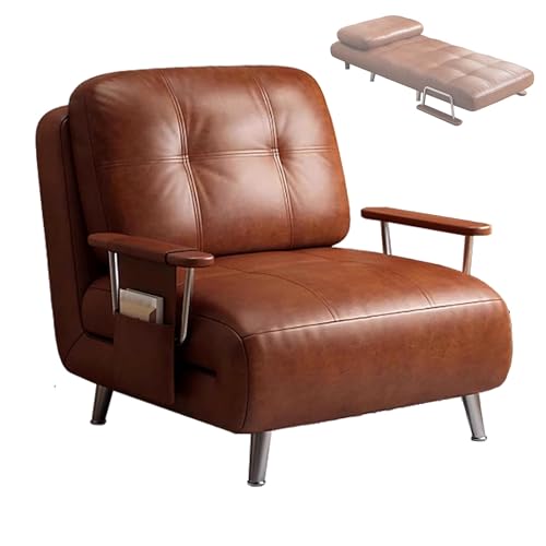 Chaiselongue Sofa mit Schlaffunktion Klappbett mit 5-Fach Verstellbarer Rückenlehne Tragkraft 200kg Chaiselongue Sofa Sofabett für Kleine Wohnungen(Brown,192 * 80 * 26cm) von Generic