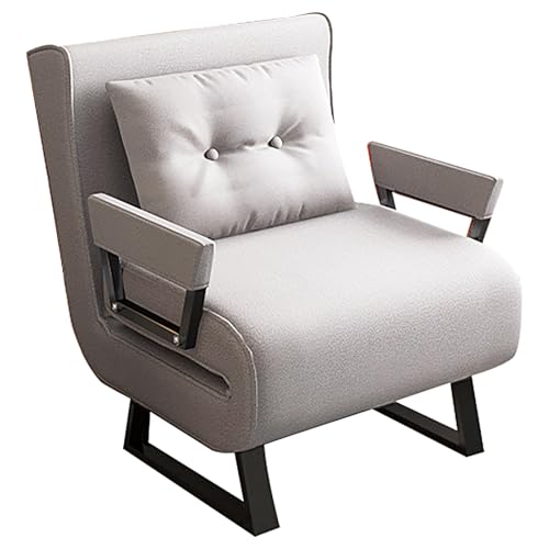 Chaiselongue Sofa mit Schlaffunktion Metallrahmen Klappsessel mit 6-Fach Verstellbarer Rückenlehne Klappsofa für Balkon, Arbeitszimmer, Schlafzimmer, Büro(Khaki,185 * 60 * 26cm) von Generic