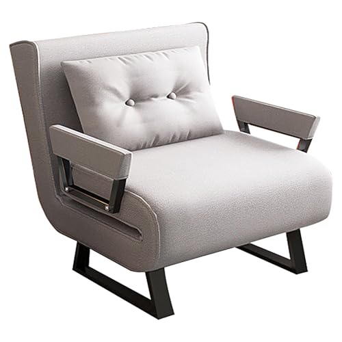 Chaiselongue Sofa mit Schlaffunktion Metallrahmen Klappsessel mit 6-Fach Verstellbarer Rückenlehne Klappsofa für Balkon, Arbeitszimmer, Schlafzimmer, Büro(Khaki,185 * 80 * 26cm) von Generic