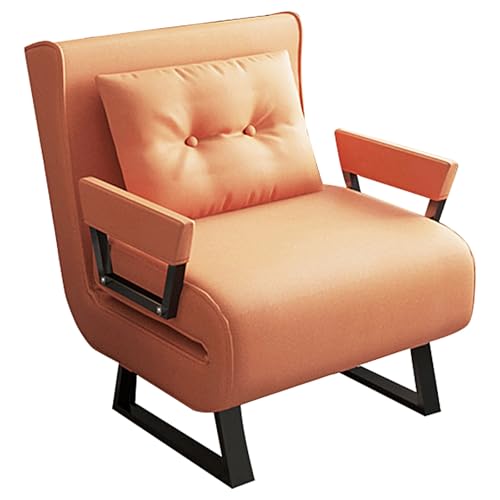 Chaiselongue Sofa mit Schlaffunktion Metallrahmen Klappsessel mit 6-Fach Verstellbarer Rückenlehne Klappsofa für Balkon, Arbeitszimmer, Schlafzimmer, Büro(Orange,185 * 60 * 26cm) von Generic